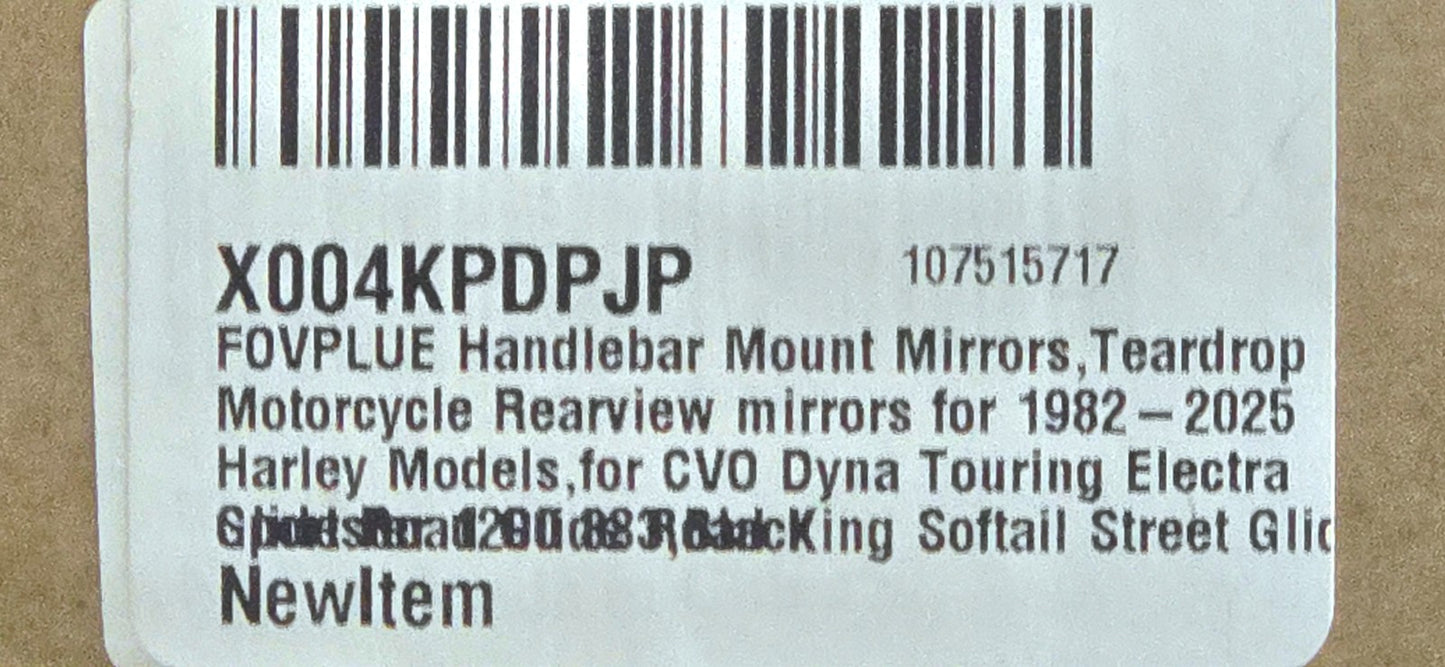 Handlebar Mount Mirrors Teardrop Motorcycle Rearview Mirrors for Harley-Davidson