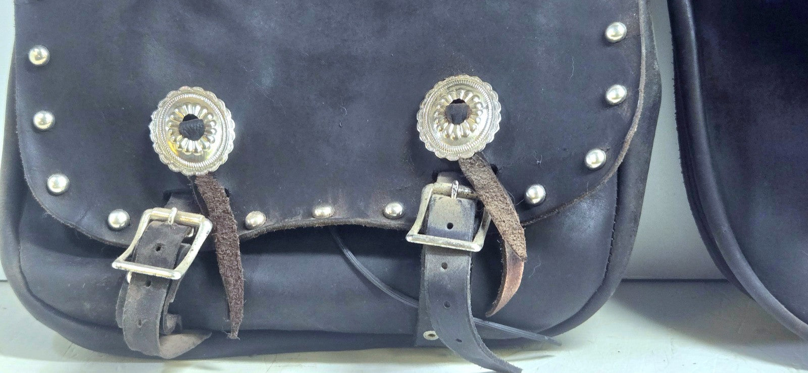 Vintage Universal Fitment Leather Saddlebags