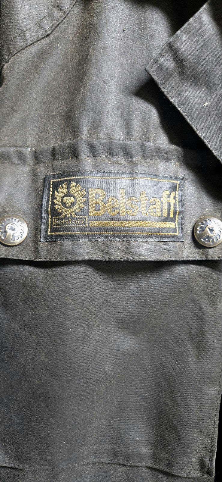 Belstaff Royal Enfield Black Waxed Cotton Trailmaster Motorcycle Jacket/Coat