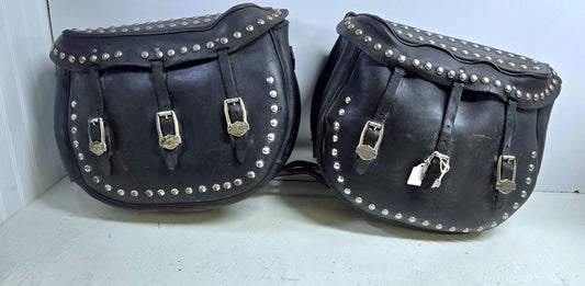 Vintage Harley-Davidson Leather Saddlebags with Mounts
