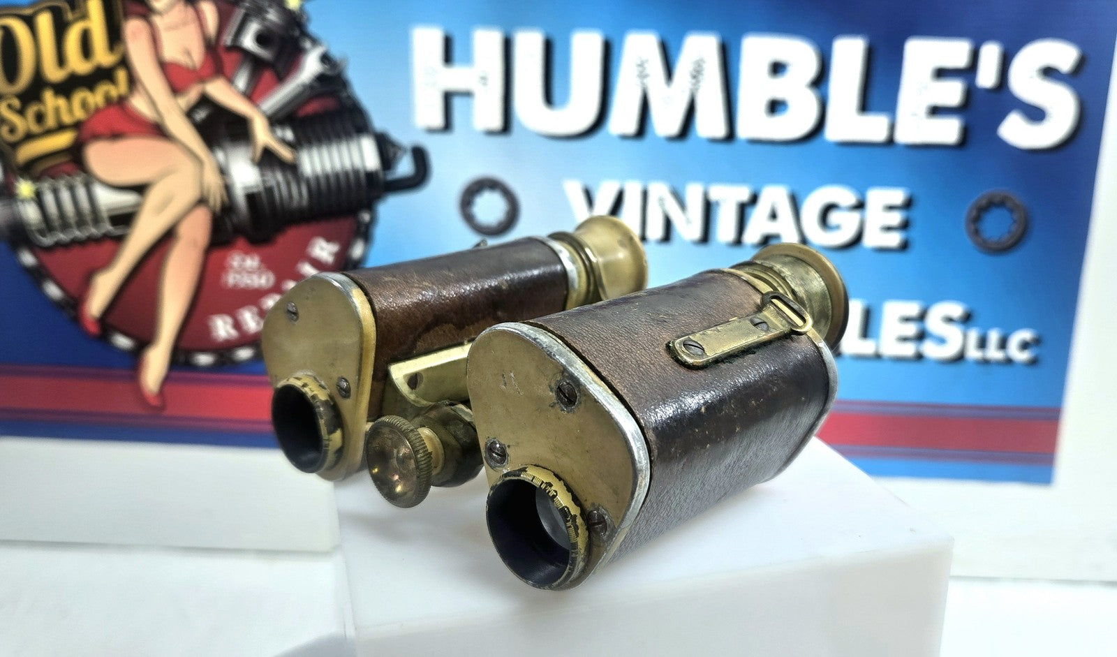 Vintage Binoculars P.L.R Brand with leather case