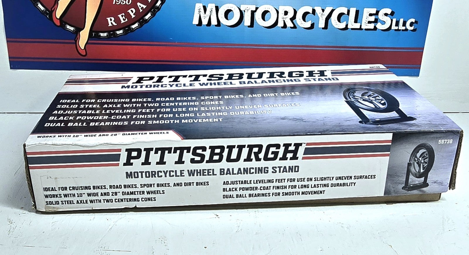 Pittsburgh Motorcycle Wheel Balancing Stand, NEW in box