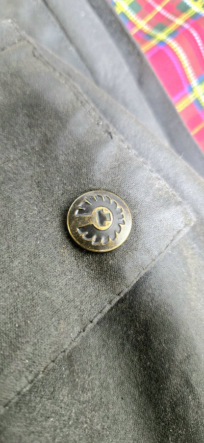 Belstaff Royal Enfield Black Waxed Cotton Trailmaster Motorcycle Jacket/Coat