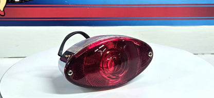 Classic Cat-Eye LED Chrome Taillight, Red Lens w/ window for Harley-Davidson