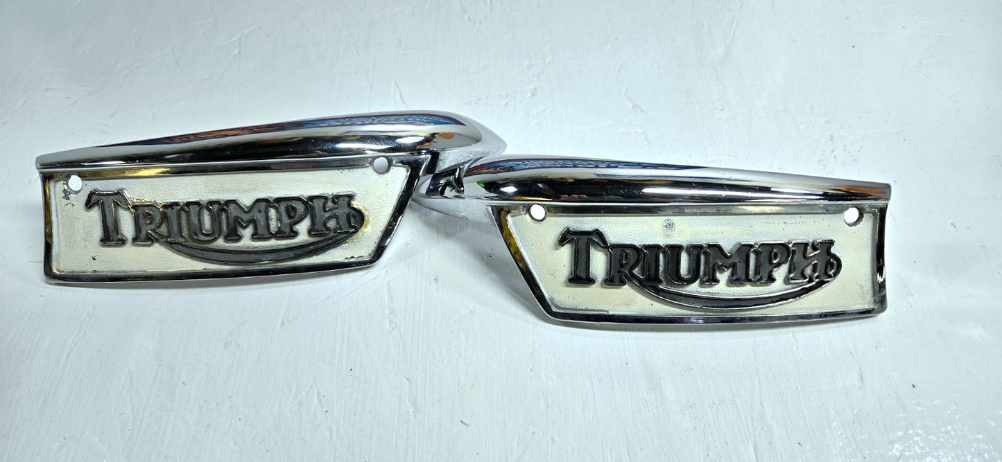 TRIUMPH BONNEVILLE, TIGER, TROPHY 500 & 650 TANK BADGE SET 1969-79 PN# 82-9700/1