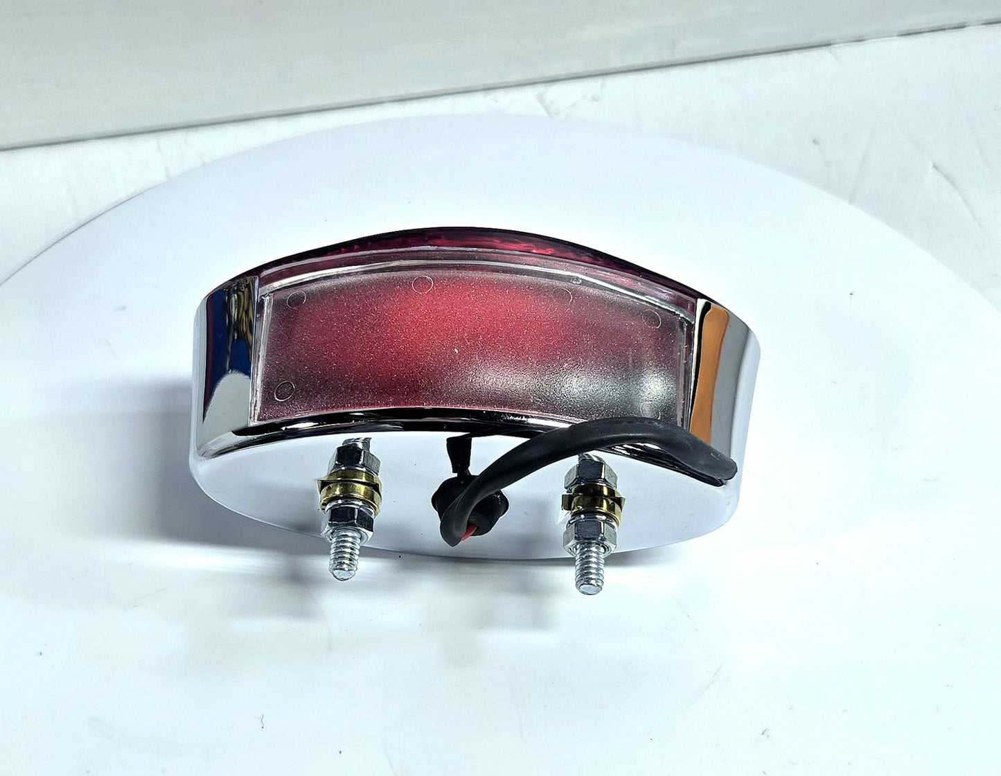 Classic Cat-Eye LED Chrome Taillight, Red Lens w/ window for Harley-Davidson