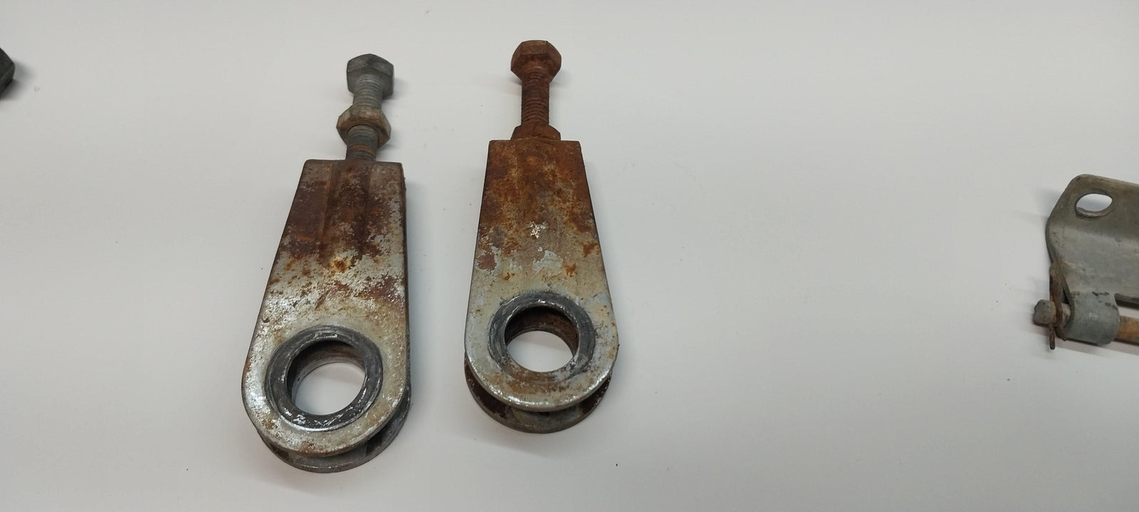 1971 KAWASAKI F8 SWINGARM CHAIN TENSIONER ADJUSTMENT BRACKETS 