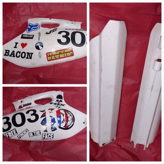 1998 YAMAHA YZ400 OEM WHITE  SIDE FAIRING COWL FAIRING COVER