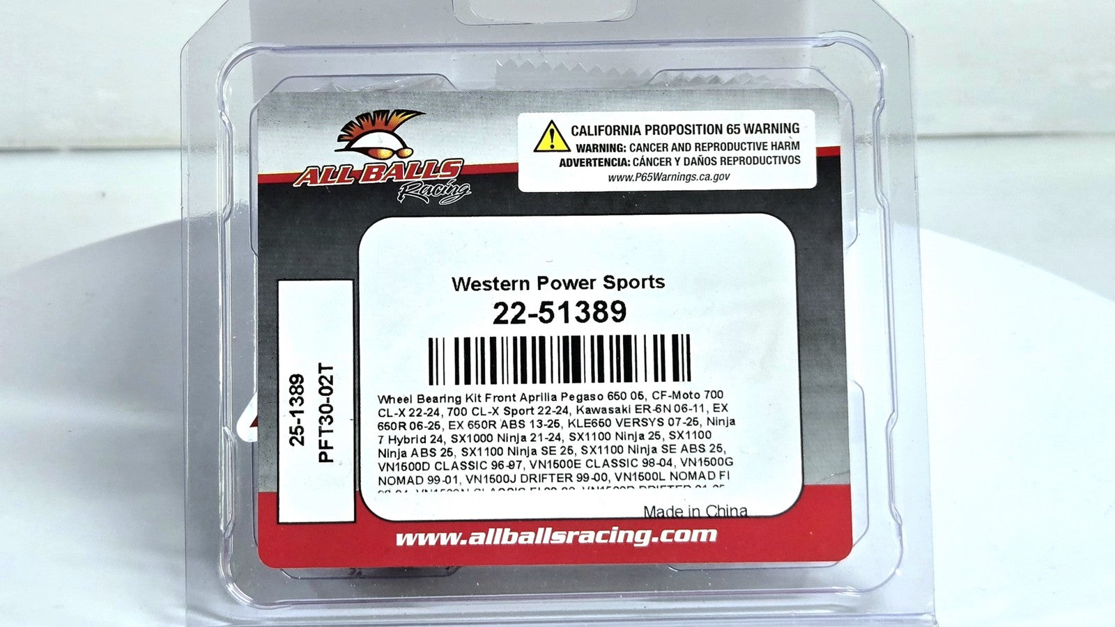AllBalls Front Wheel Bearing Kit 22-51389 PFT30-02T