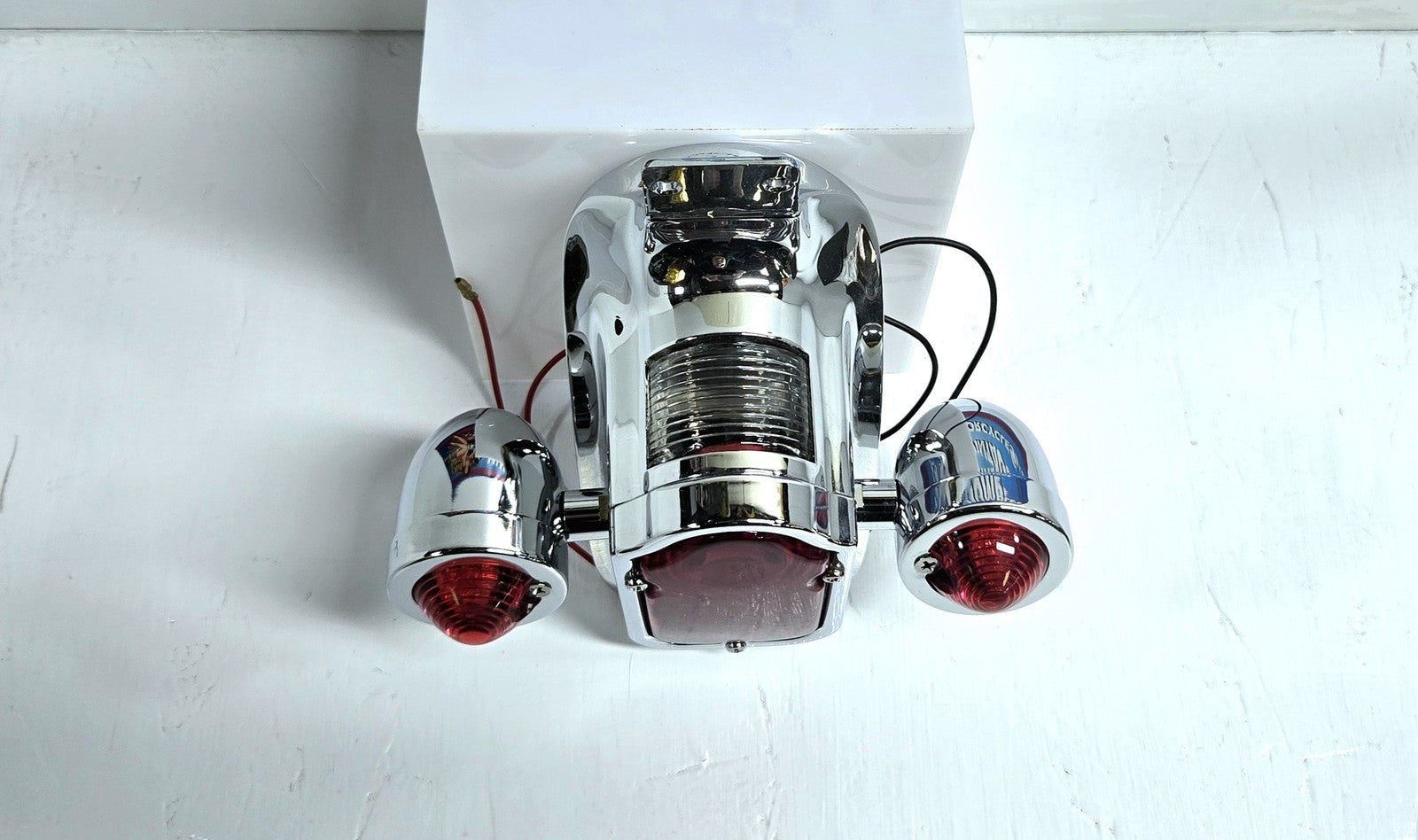 Chome Tail Lamp Assembly Tombstone Style with Bullet Lamp