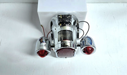 Chome Tail Lamp Assembly Tombstone Style with Bullet Lamp