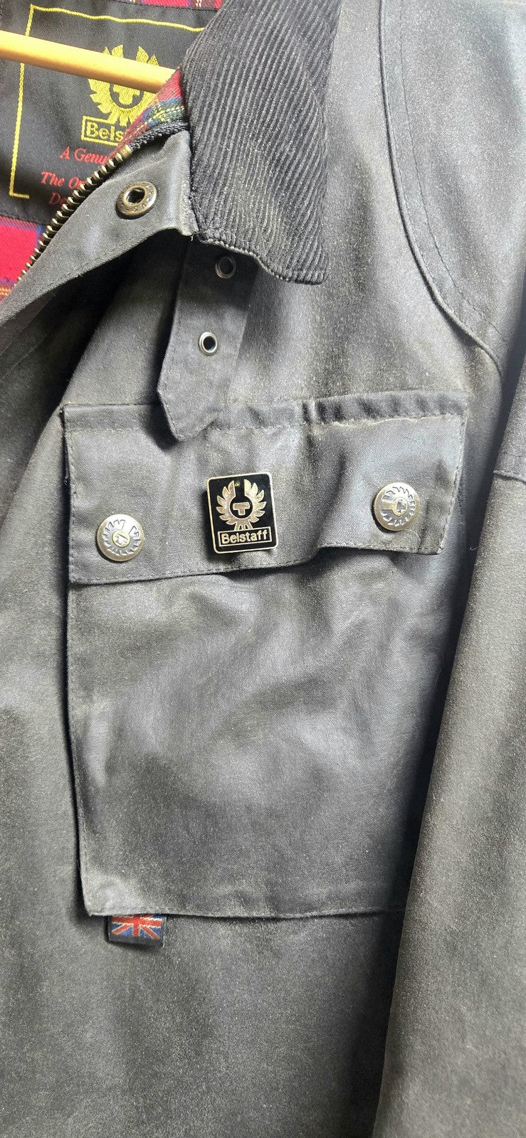 Belstaff Royal Enfield Black Waxed Cotton Trailmaster Motorcycle Jacket/Coat