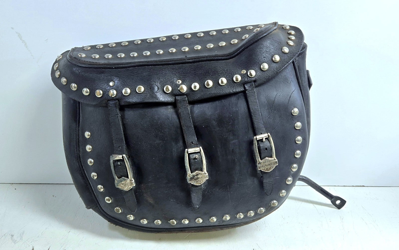 Vintage Harley-Davidson Leather Saddlebags with Mounts