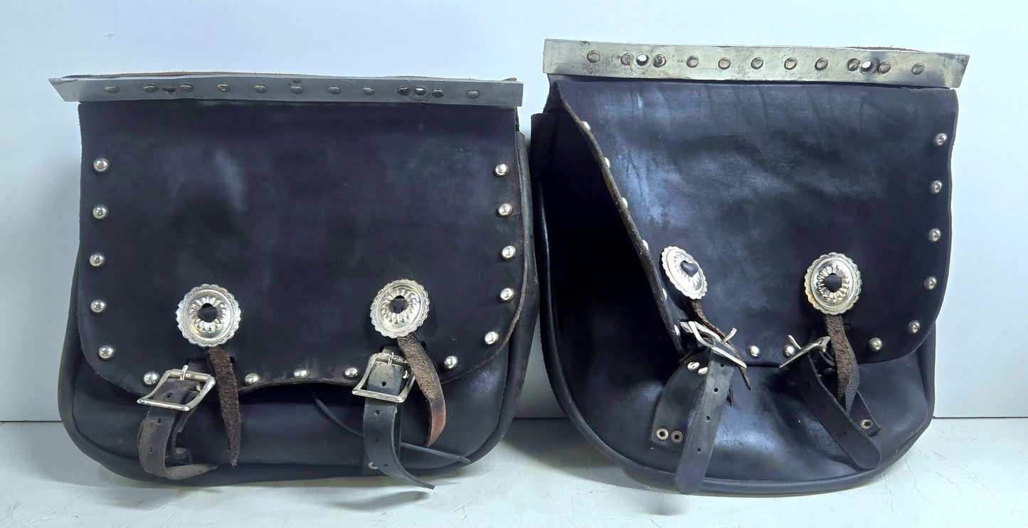 Vintage Universal Fitment Leather Saddlebags