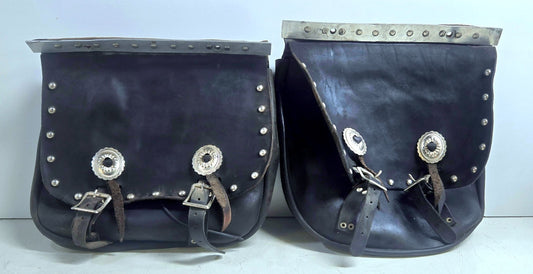 Vintage Universal Fitment Leather Saddlebags
