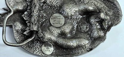 Vintage 1981 Live to Ride Ride to Live Belt Buckle Bergamot Brass Works R-37