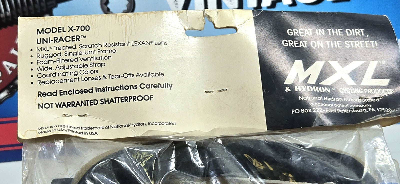 Vintage MXL Model X-700 Uni-Racer Full Face Goggles