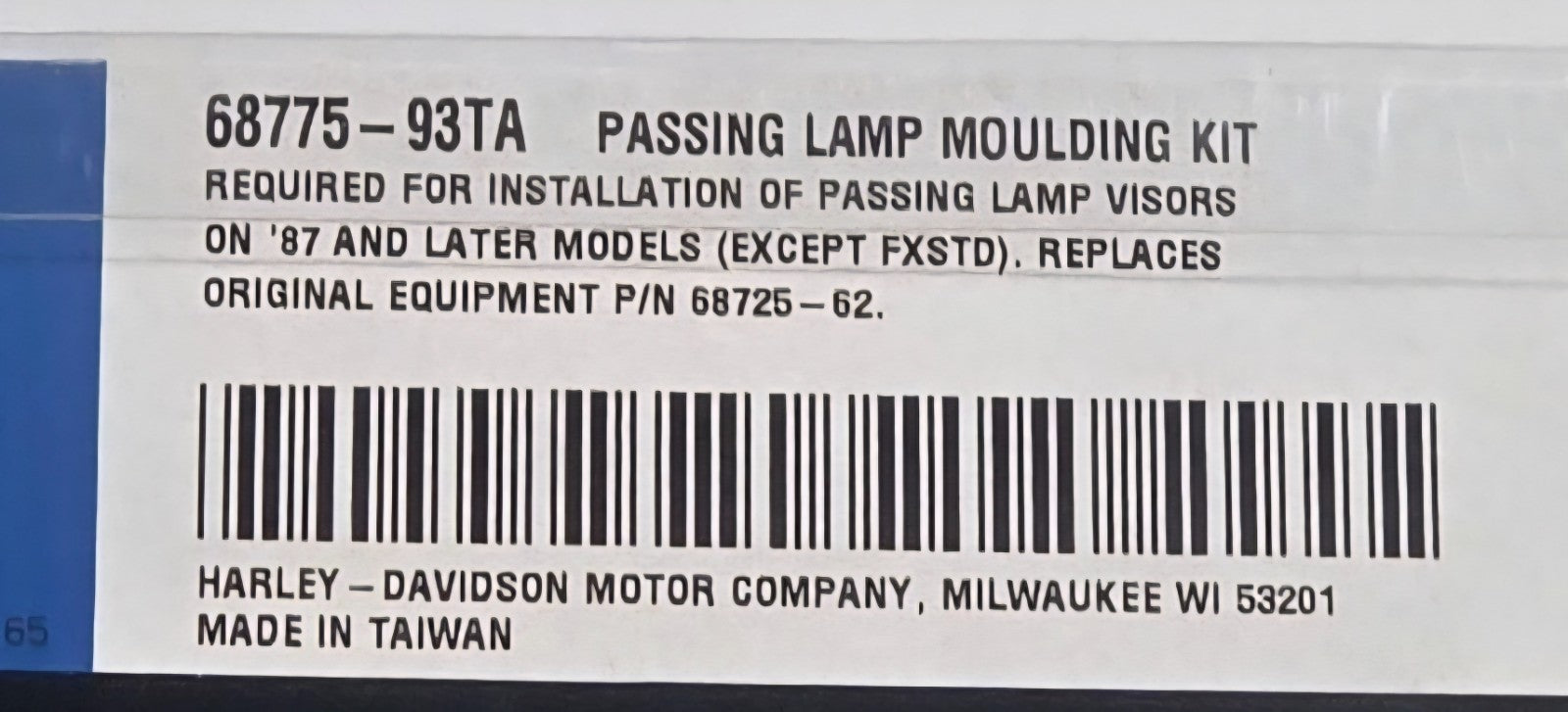 Harley Davidson Passing Lamp Moulding Kit HD 68775-93TA Multi Fit New