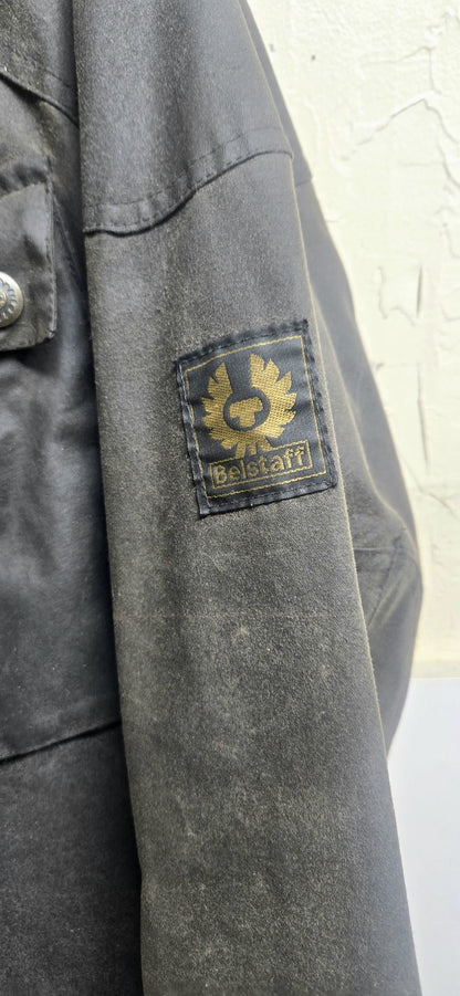 Belstaff Royal Enfield Black Waxed Cotton Trailmaster Motorcycle Jacket/Coat