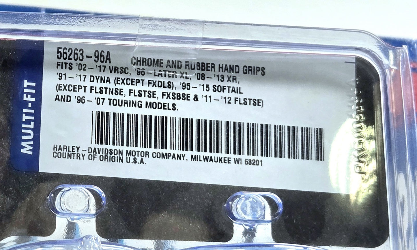 Genuine Harley-Davidson Multi-Fit Chrome and Rubber Hand Grips