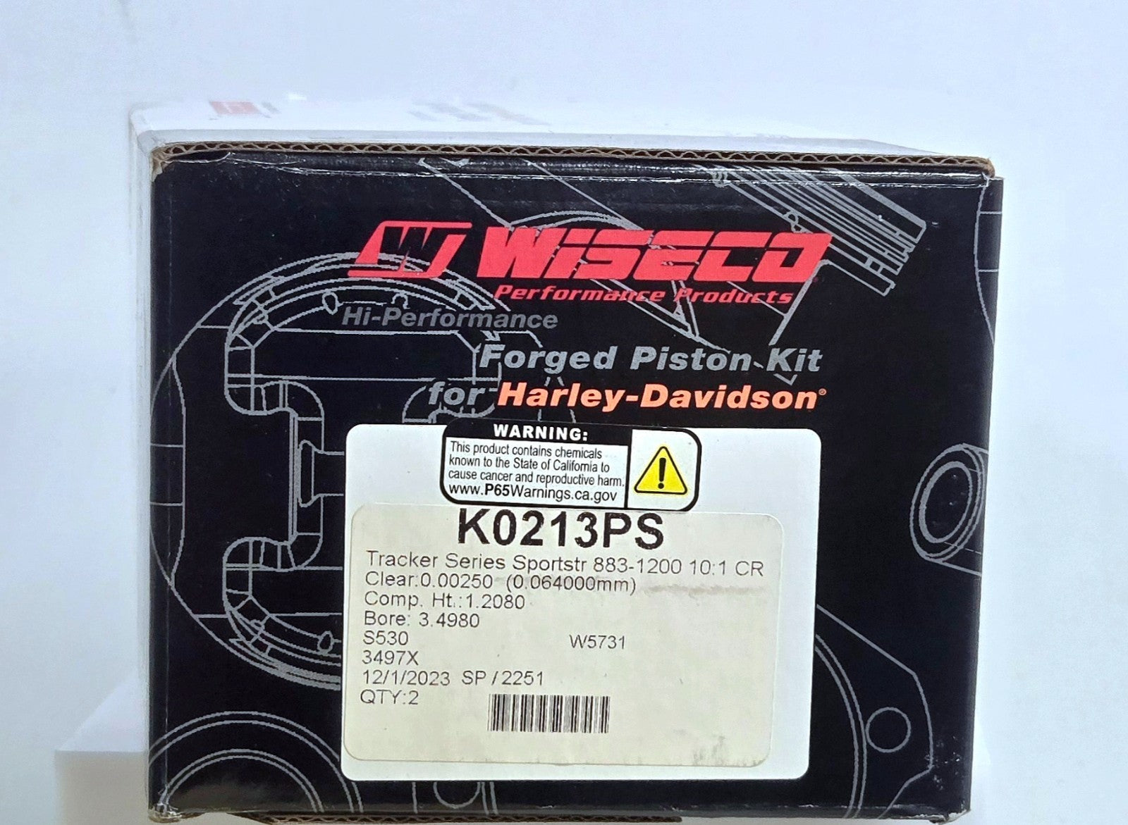 Wiseco - K0213PS - Tracker Series Piston Kit (1200cc, Reverse Dome), Standard...