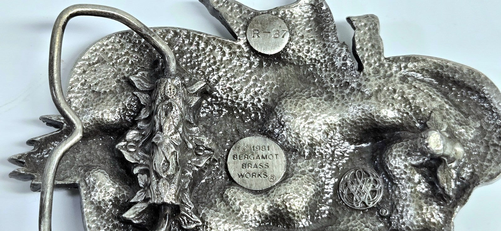 Vintage 1981 Live to Ride Ride to Live Belt Buckle Bergamot Brass Works R-37