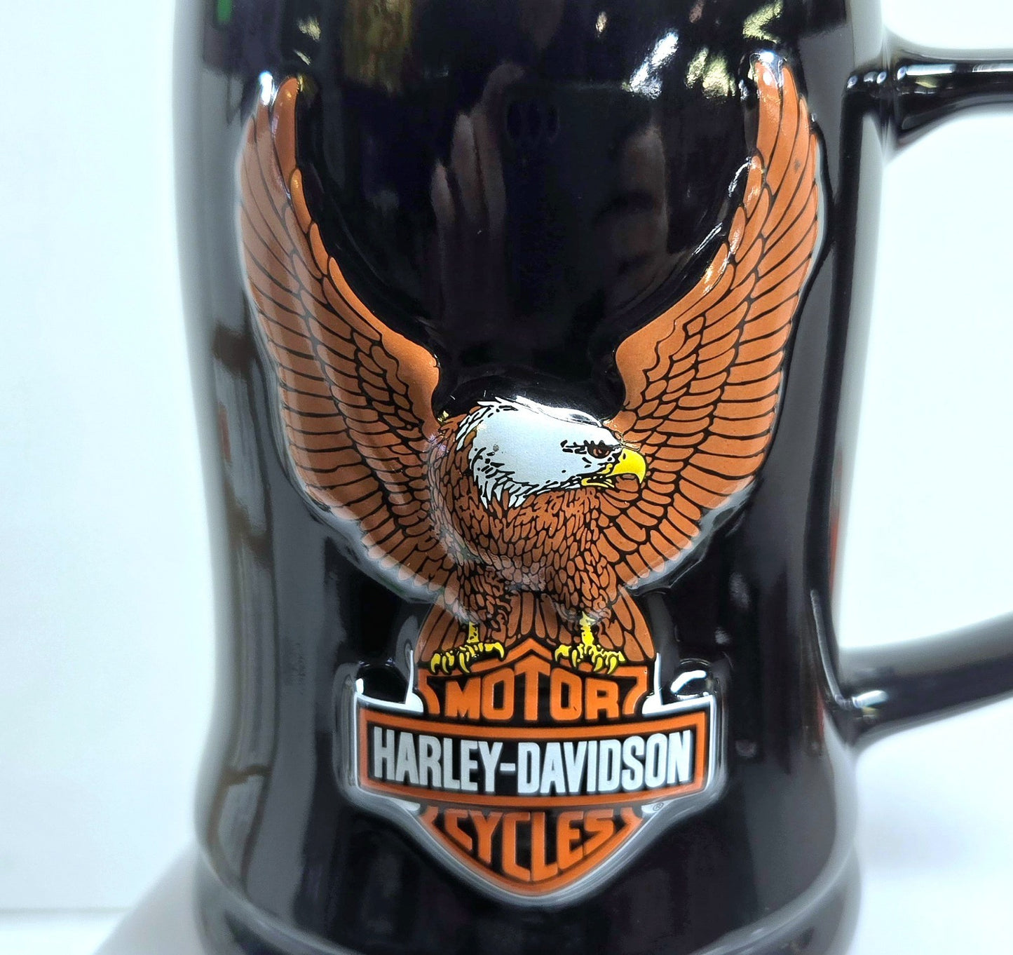 Harley Davidson Coffee Cup Mug 18oz Black Raised 3-D Eagle Official Logo