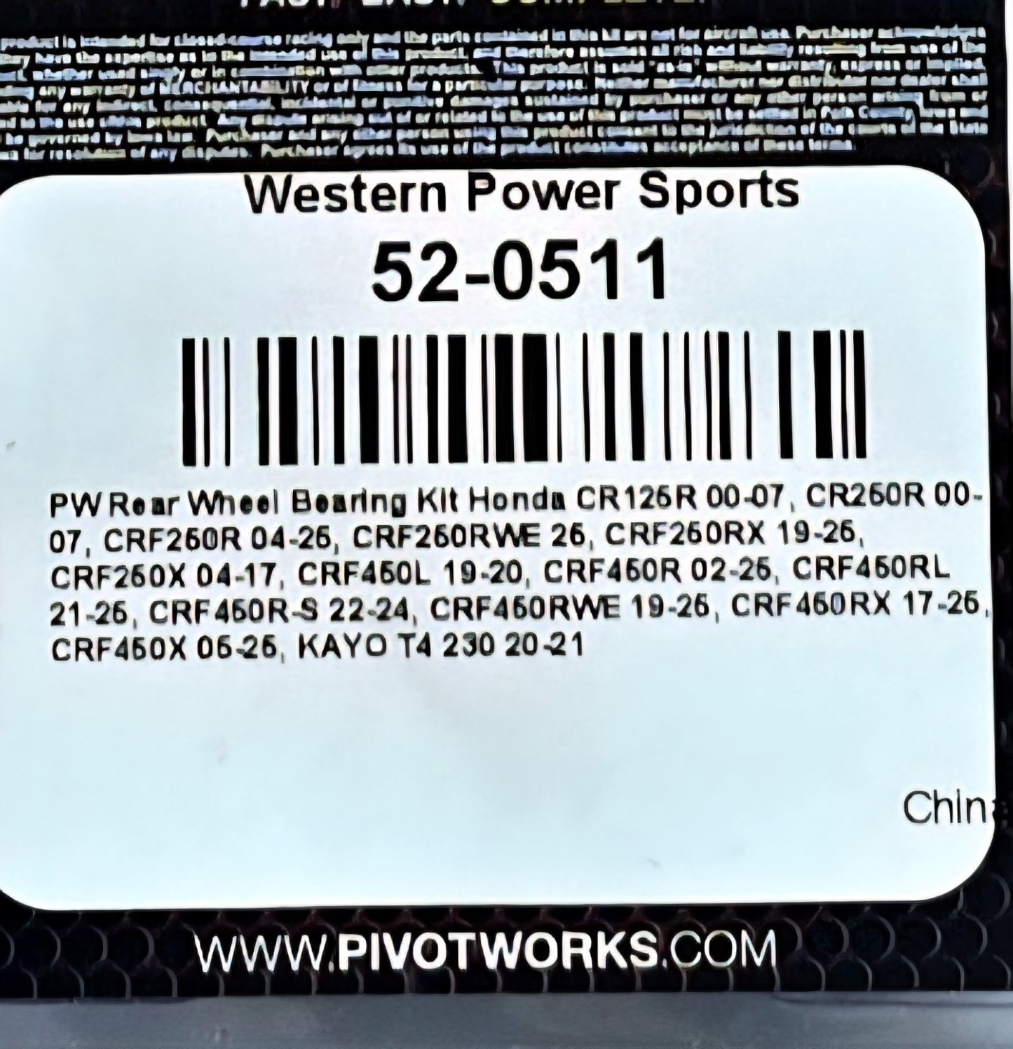 Pivot Works - PWRWK-H11-021 - Wheel Bearing Kit 52-0511
