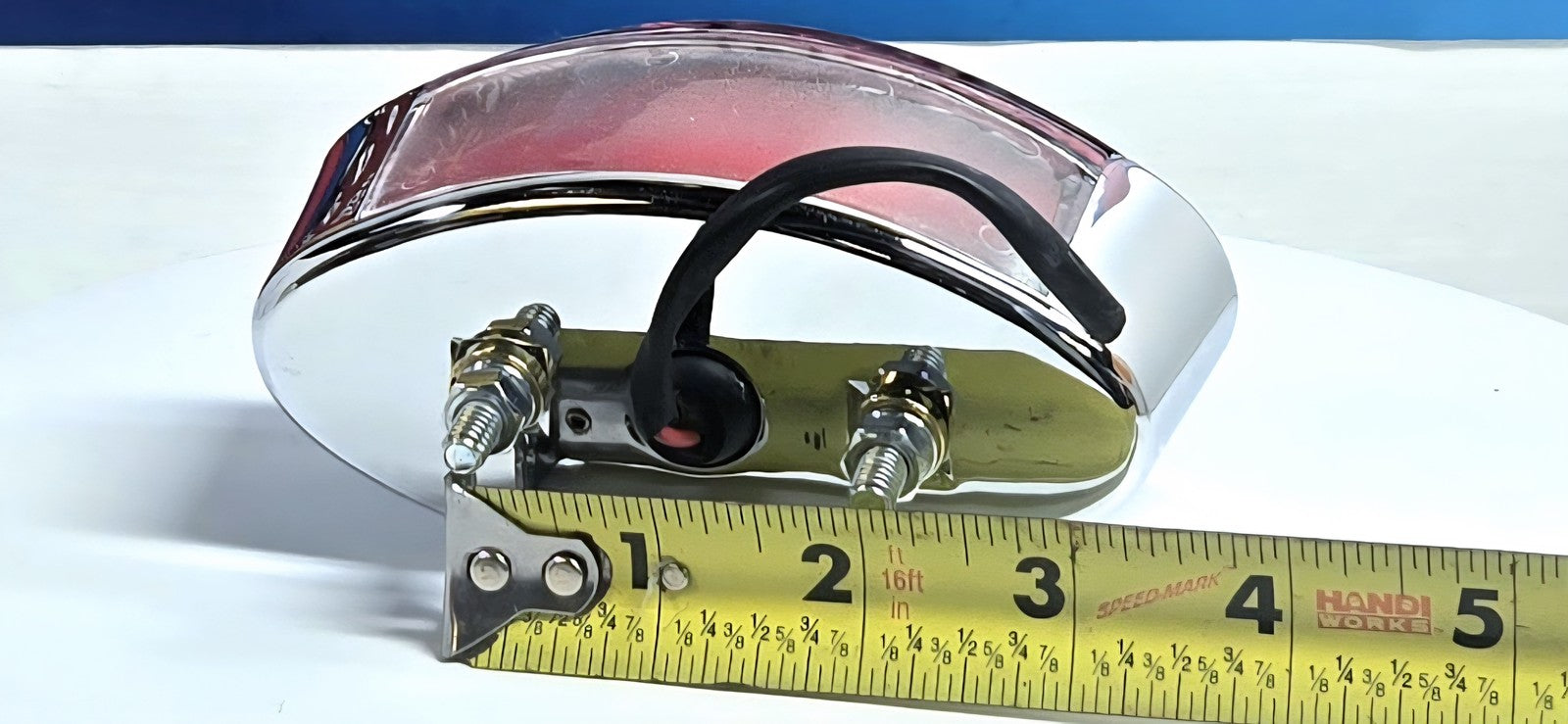 Classic Cat-Eye LED Chrome Taillight, Red Lens w/ window for Harley-Davidson