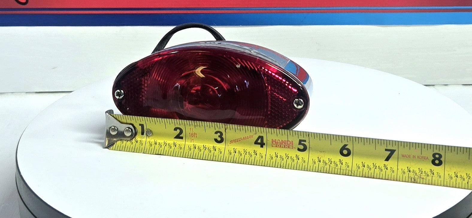 Classic Cat-Eye LED Chrome Taillight, Red Lens w/ window for Harley-Davidson