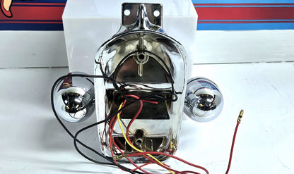 Chome Tail Lamp Assembly Tombstone Style with Bullet Lamp