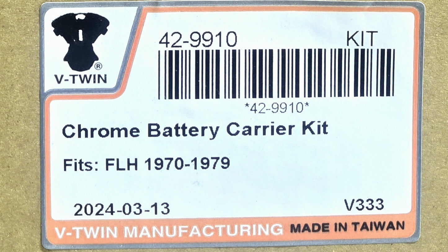 VTwin Battery Carrier Kit Chrome for FLH 1970-1979