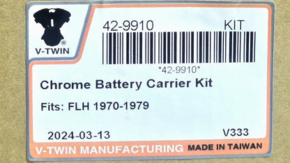 VTwin Battery Carrier Kit Chrome for FLH 1970-1979