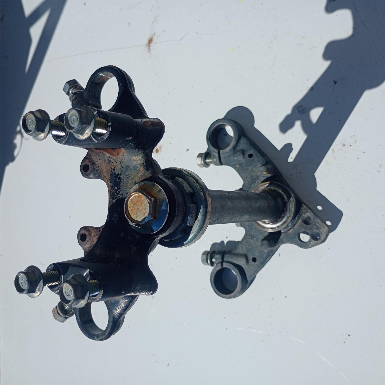 1980 YAMAHA MX100 OEM FRONT FORKS LOWER UPPER TRIPLE TREE STEM CLAMP