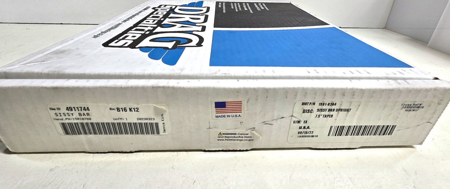 Drag Specialties Upright Sissy Bar 1501-0244 7.5 Inch Taper