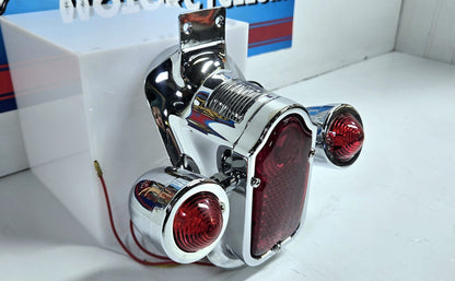 Chome Tail Lamp Assembly Tombstone Style with Bullet Lamp